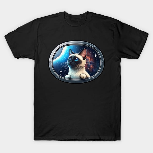 Siamese Cat in Outer Space T-Shirt by kansaikate